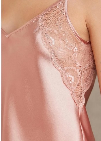 Pembe Saten Mini Kadın Pijama Takımı - Görsel 3