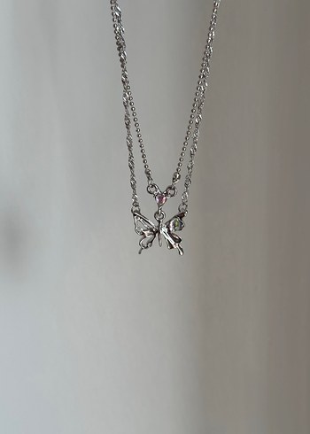 Pembe Kalp ve Fiyonk Detaylı Zincir Kolye - Görsel 18