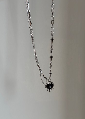 Pembe Kalp ve Fiyonk Detaylı Zincir Kolye - Görsel 17