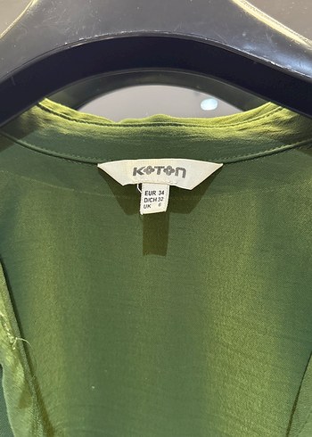 Düğmeli Haki Kadın Kısa Kollu Gömlek - Görsel 3