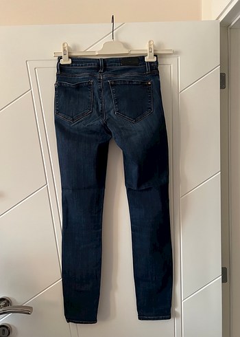 26 Beden Kadın Lacivert Kemerli Denim Pantolon