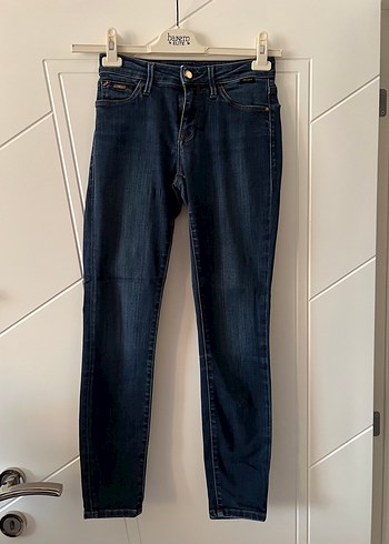 Kadın Lacivert Kemerli Denim Pantolon