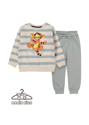 Bej Baskılı Erkek Çocuk Sweatshirt ve Eşofman - Görsel 3