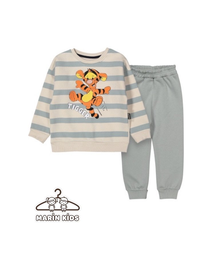 Bej Baskılı Erkek Çocuk Sweatshirt ve Eşofman - Görsel 3