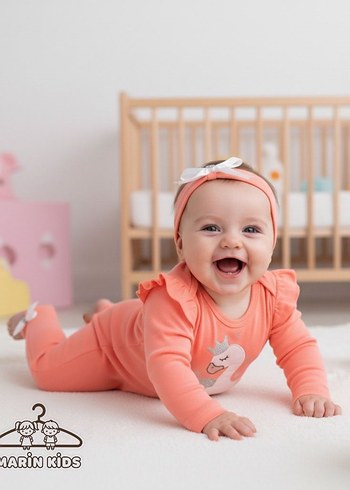 Pembe Dantel Nakışlı Bebek Kız Tulumu - Görsel 3