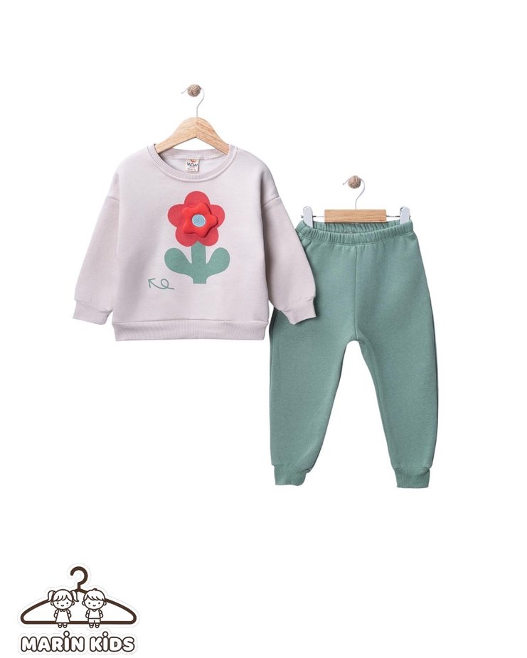 Bej Baskılı Kız Çocuk Sweatshirt - Görsel 5