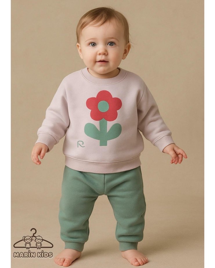 Bej Baskılı Kız Çocuk Sweatshirt - Görsel 3