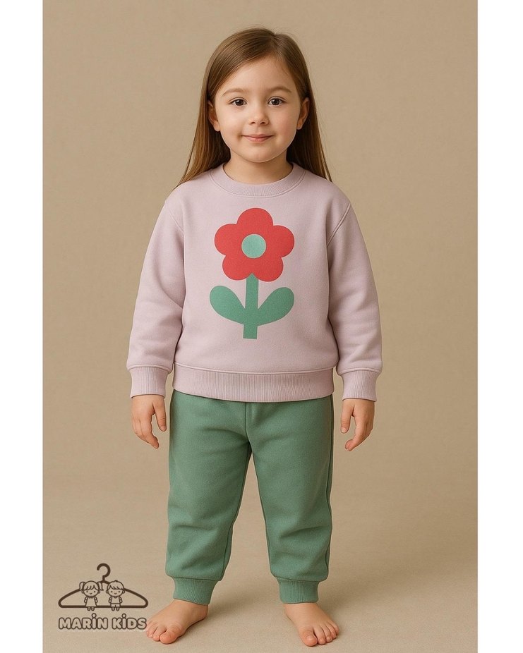 Bej Baskılı Kız Çocuk Sweatshirt - Görsel 2