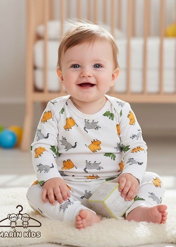 Beyaz Leopar Desenli Uzun Kollu Bebek Tulumu - Görsel 3