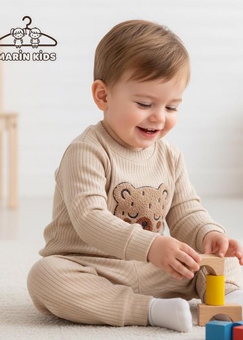 Kahverengi ayı Desenli Bebek Tulum - Görsel 4