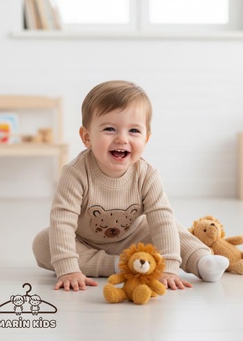 Kahverengi ayı Desenli Bebek Tulum - Görsel 3