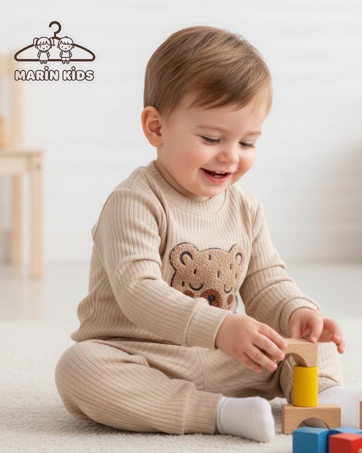 Kahverengi ayı Desenli Bebek Tulum - Görsel 4