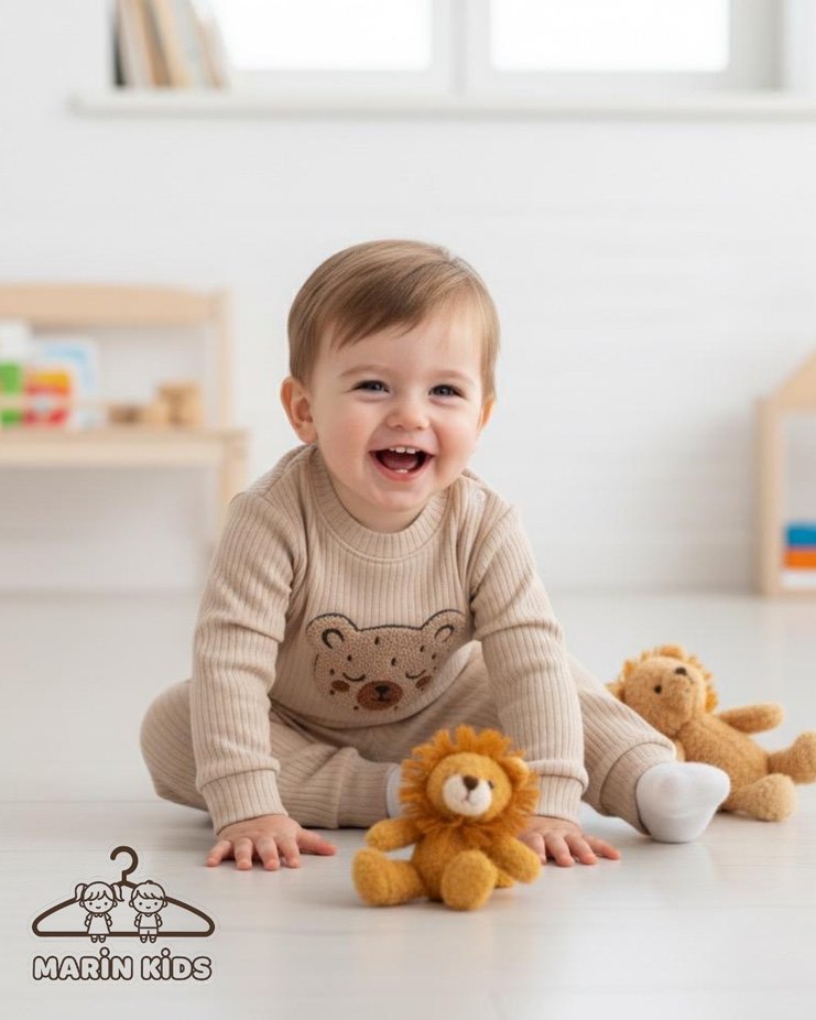 Kahverengi ayı Desenli Bebek Tulum - Görsel 3