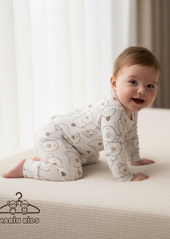 Beyaz Pamuklu Baskılı Bebek Takımı - Görsel 5