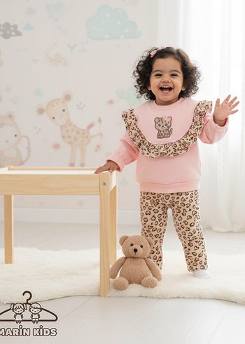 Pembe Leopar Desenli Bebek Kız Takımı - Görsel 4