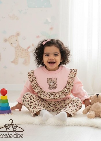 Pembe Leopar Desenli Bebek Kız Takımı - Görsel 2
