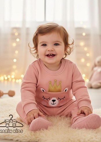 Pembe Kabartmalı Baskılı Uzun Kollu Bebek Kıyafeti - Görsel 3