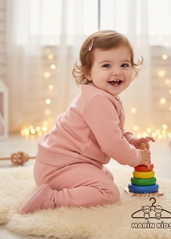 Pembe Kabartmalı Baskılı Uzun Kollu Bebek Kıyafeti - Görsel 2