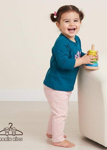 Renkli Baskılı Turkuaz Kız Çocuk Sweatshirt - Görsel 2