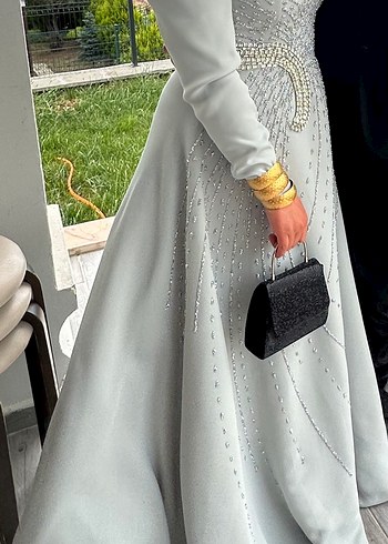 Su yeşili arkası Uzun taşlı a Abiye