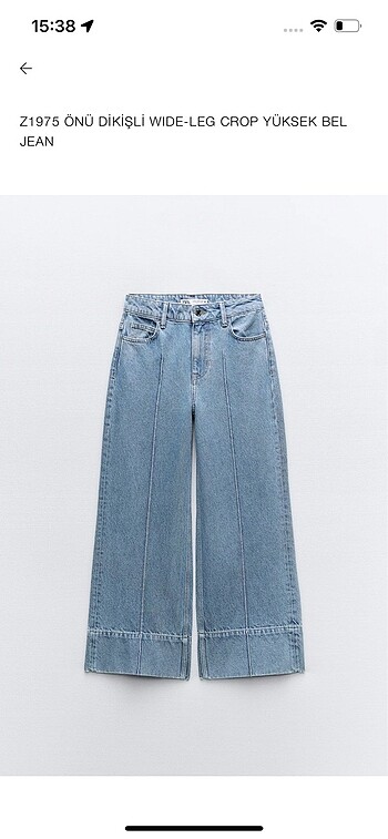 Zara Z1975 wıde leg crop yüksek bel jean