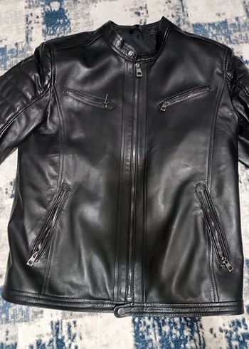 Erkek Siyah Deri Biker Ceket - Görsel 4