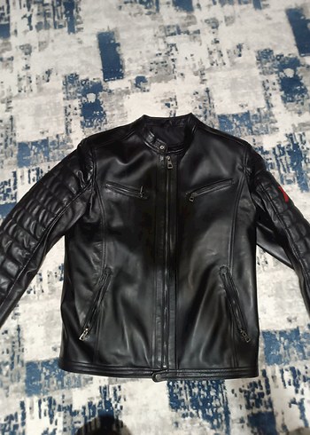 Erkek Siyah Deri Biker Ceket - Görsel 3