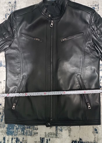 Erkek Siyah Deri Biker Ceket - Görsel 8