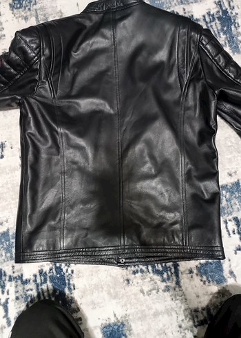 Erkek Siyah Deri Biker Ceket - Görsel 6