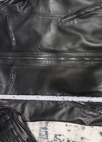 Erkek Siyah Deri Biker Ceket - Görsel 2