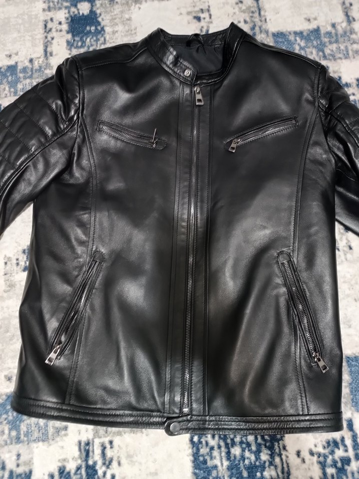 Erkek Siyah Deri Biker Ceket - Görsel 4