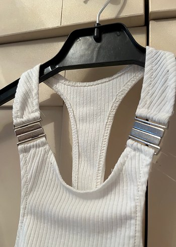 Beyaz halter yaka Crop - Görsel 2