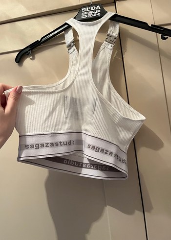 Beyaz halter yaka Crop - Görsel 3