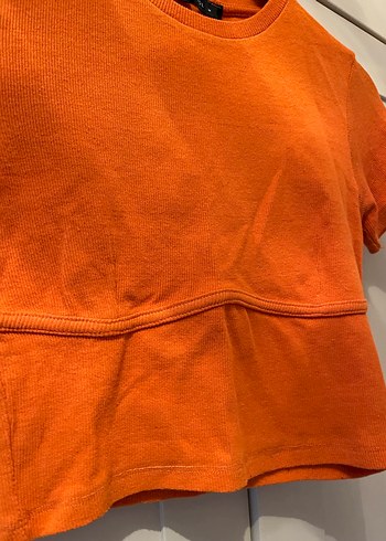 Turuncu Kısa Kollu Crop Top - Görsel 4