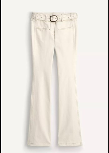 Zara orta bel kirli beyaz kemerli İspanyol Paça Pantolon xs