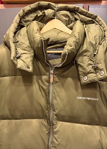 Armani Erkek Haki Kapüşonlu Fermuarlı Mont - Görsel 6