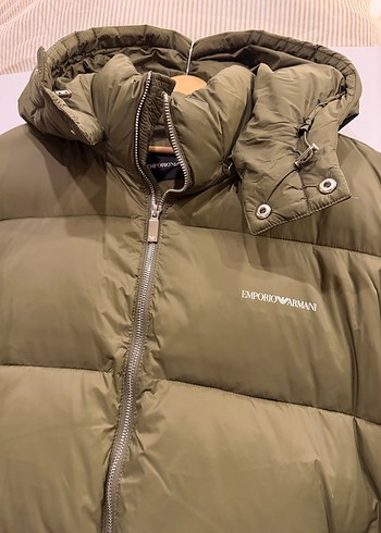 Armani Erkek Haki Kapüşonlu Fermuarlı Mont - Görsel 5