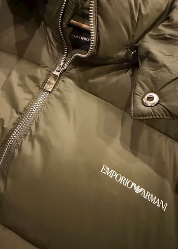 Armani Erkek Haki Kapüşonlu Fermuarlı Mont - Görsel 4