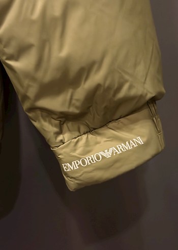 Armani Erkek Haki Kapüşonlu Fermuarlı Mont - Görsel 7