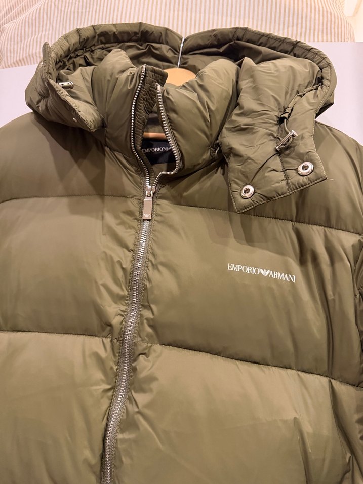 Armani Erkek Haki Kapüşonlu Fermuarlı Mont - Görsel 5