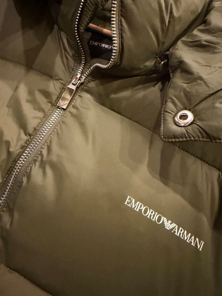 Armani Erkek Haki Kapüşonlu Fermuarlı Mont - Görsel 4