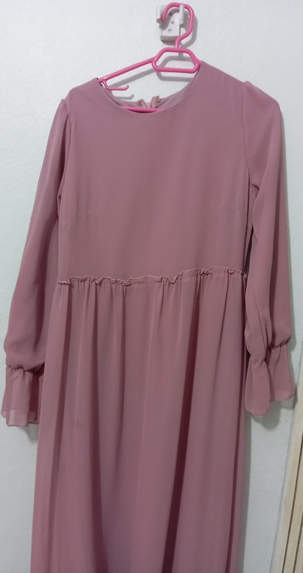 Diger Pembe Uzun Kollu Fırfırlı Elbise - Görsel 2