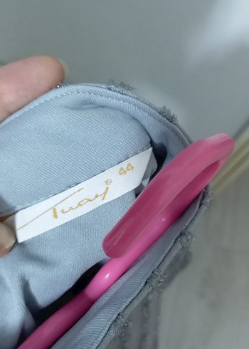 44 Beden gri Renk Kadın Gri Pilili Uzun Kollu elbise
