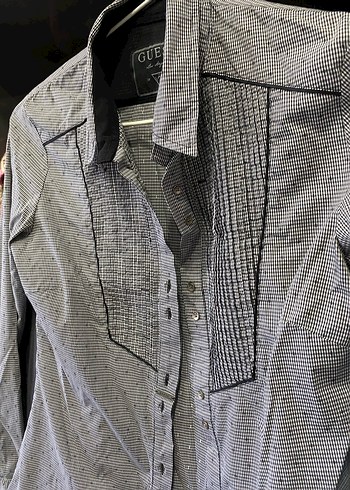 s Beden Gri Denim Uzun Kollu Kadın Gömlek