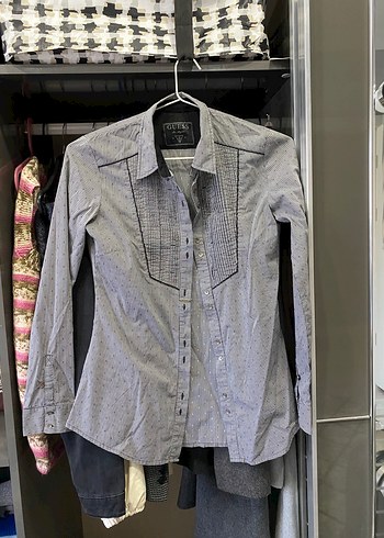 Gri Denim Uzun Kollu Kadın Gömlek