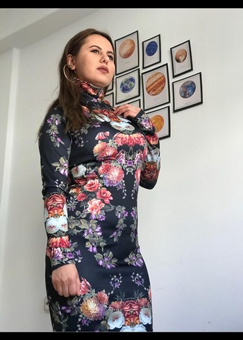 Çiçek Desenli Bohem Uzun Elbise - Görsel 3