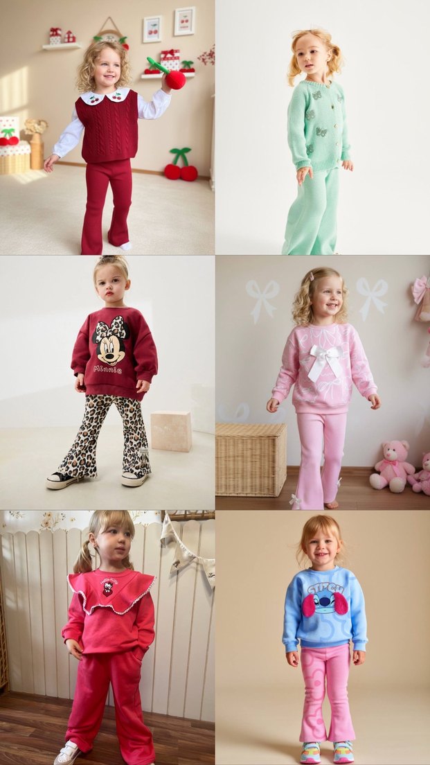 Kız Çocuk Pembe Fiyonk Detaylı Sweatshirt ve Pantolon - Görsel 3