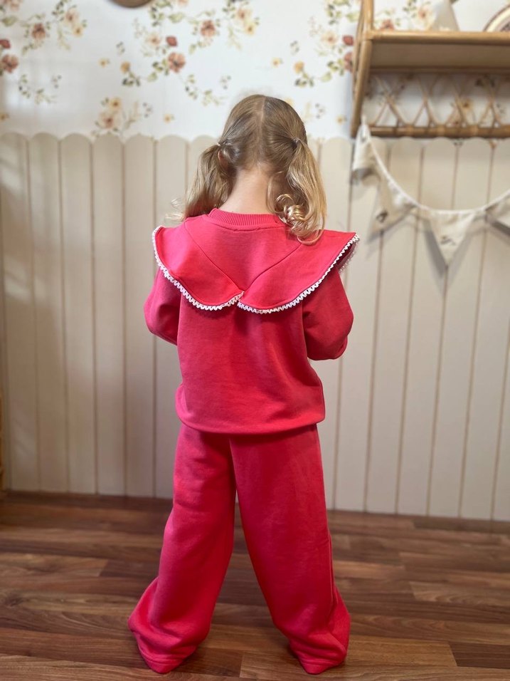 Kız Çocuk Pembe Hello Kitty Sweatshirt ve Eşofman Takımı - Görsel 4