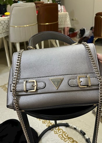 Guess Orjinal Gri Deri Kadın Çantası