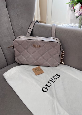 Gri Orjinal guess Deri Bel Detaylı Kadın Çapraz Çanta